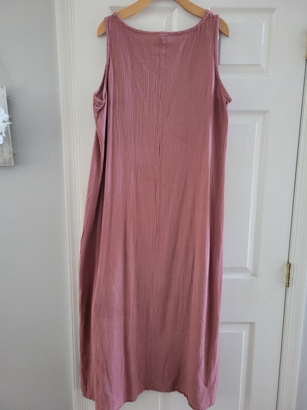 Oh My Gauze Sylvia Tank Dress Lagenlook size XL Dusty Rose Sleeveless beachy - Picture 6 of 7